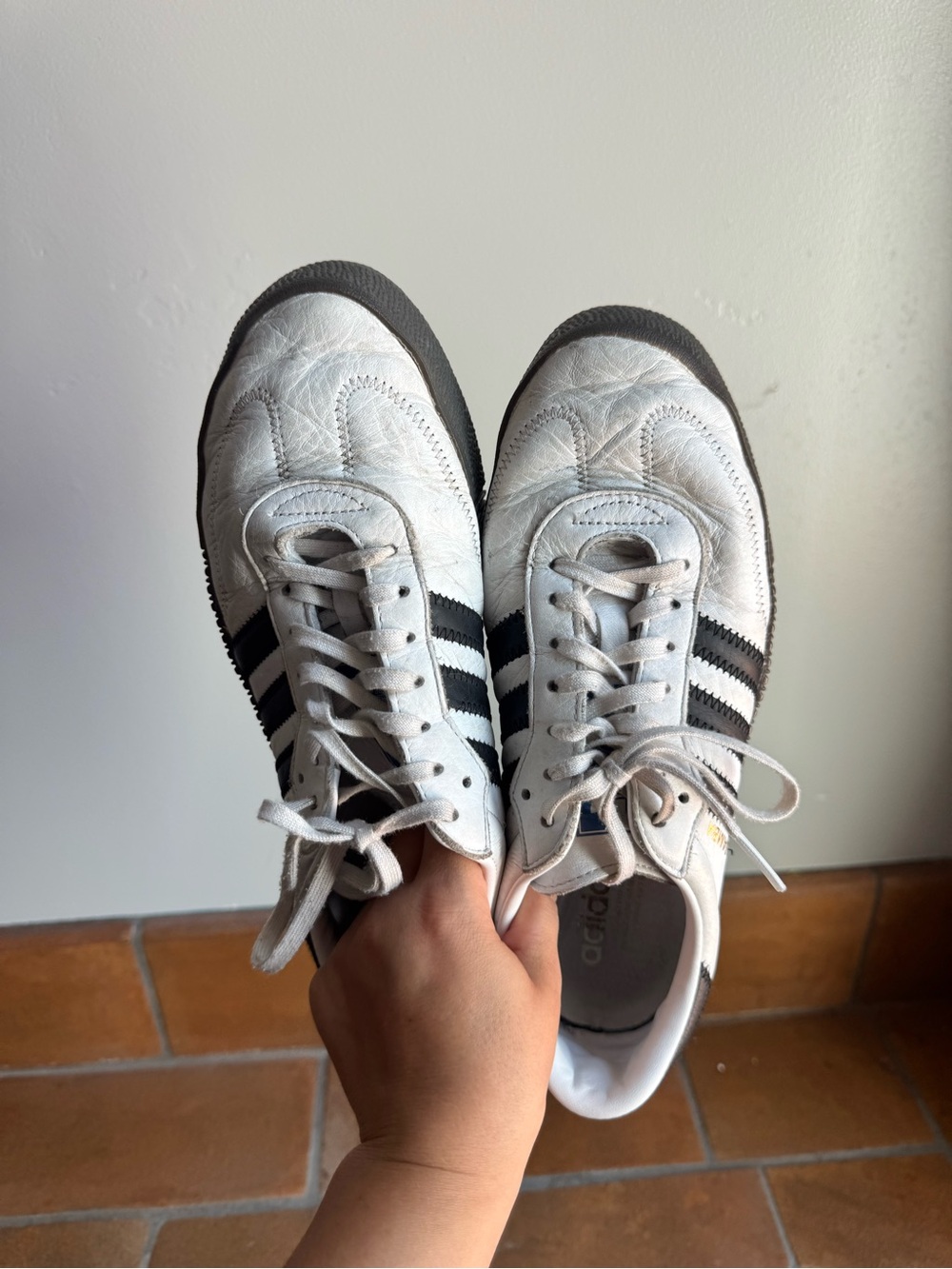 Adidas Samba OG White Black Gum Sole Leather Sneakers 9 Classic Y2K Minimalist - Picture 4 of 8